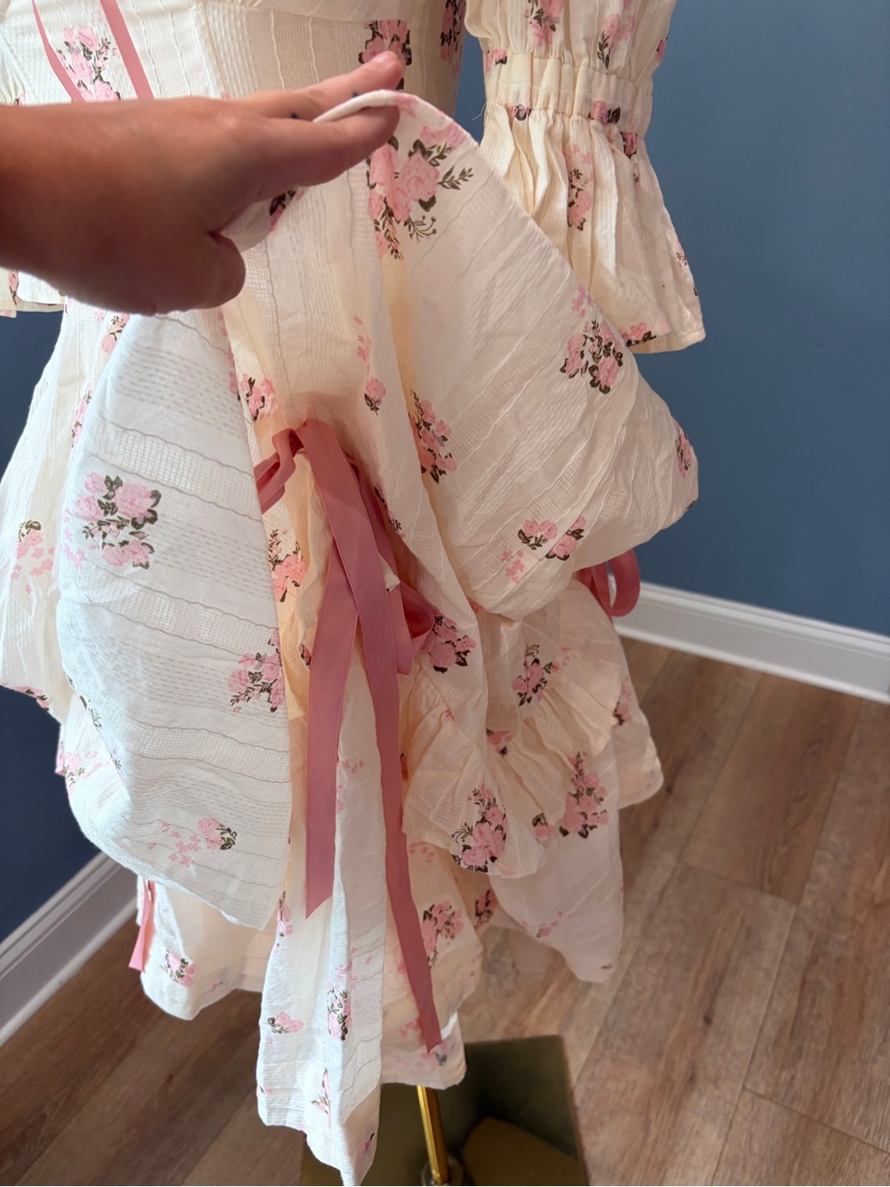 LaceMade Rose’s Smile Corset Dress II Cottagecore Floral Maxi Dress XS - Picture 2 of 11